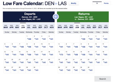 Sw Air Low Fare Calendar