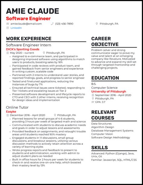 Sw engineer resume. software engineer Job Descriptions; Explained. If you're applying for an software engineer position, it's important to tailor your resume to the specific job requirements in order to differentiate yourself from other candidates. Including accurate and relevant information that directly aligns with the job description can greatly increase your chances of securing an … 