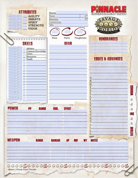 Swade character sheet