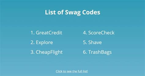 Swagcode - SwagButton – If you have the SwagButton browser extension simply click on the Swagbucks logo on the top right of your browser window, then click on Swag Code and type or copy and paste the Swag Code and click “Redeem Swag Code”. That’s it, instant SB. Swagbucks Mobile App – Assuming you have the Swagbucks Mobile App installed on your ...