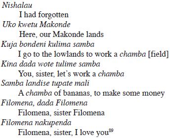 Swahili poems. At that time, most written Swahili poetry followed strict rules; any poems that broke them were considered faulty by experts of the day.xliv Nyerere chose to follow the Swahili rule in which each line contains sixteen meters, and changed this from Shakespeare’s prevailing system of five feet per line. To be clear, “meter” in Swahili ... 
