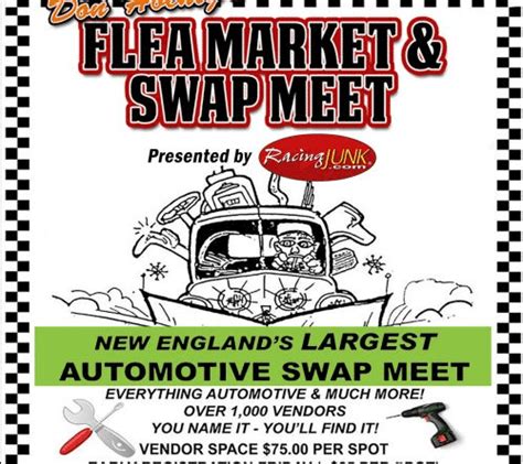 Swap meet thompson ct. Contact: 860-923-2280. Event website. CT Swap Meet. CT Swap Meet. Don Hoenig’s Original Flea Market & Swap Meet presented by returns to Thompson Speedway Motorsports Park. Whether it’s race cars, parts, tools, tires or even winter clothing, you’ll find it all at one of the largest Automotive Swap Meets in New England! 