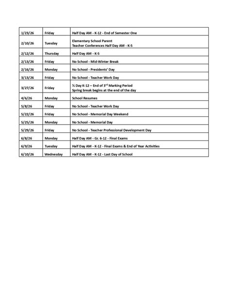 Swartz Creek Community Schools Calendar