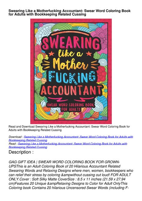 Read Online Swearing Like A Motherfucking Accountant Swear Word Coloring Book For Adults With Bookkeeping Related Cussing By Colorful Swearing Dreams