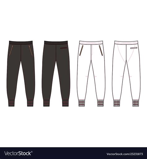 Sweatpants man template front back views Vector Image