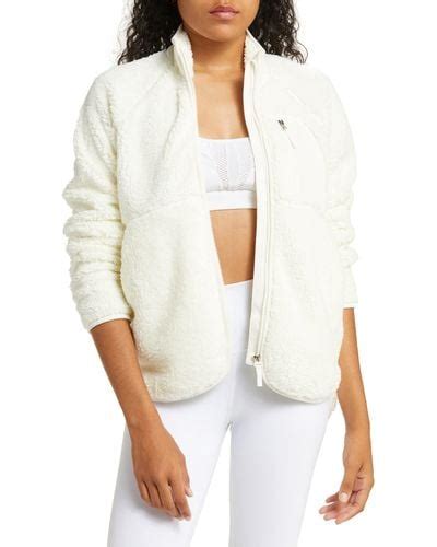 Sweaty Betty Jacket White Ivory Zip Shoulder Pullover Fleece