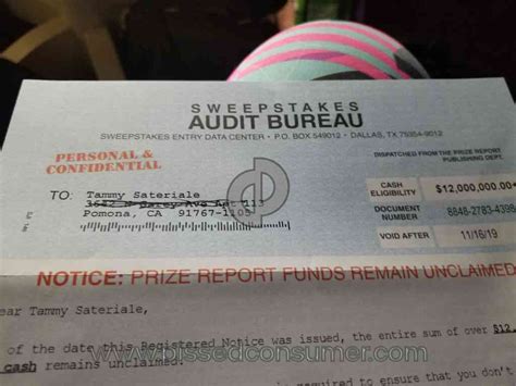 Sweepstakes Audit Bureau Scam This company asks you to pay $5 and you 