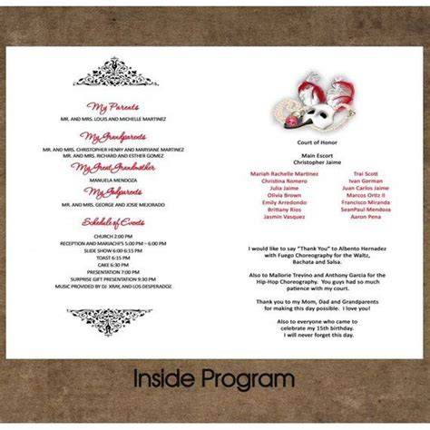 Sweet 15 or Sweet 16 Program Programa Personalized Folded Card