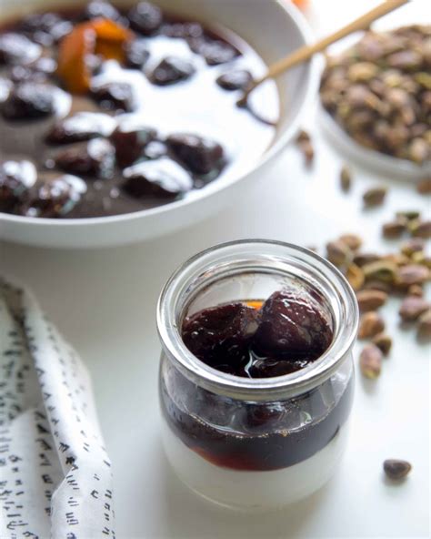 Sweet White Wine Honey Syrup Poached Figs Dessert with Labneh