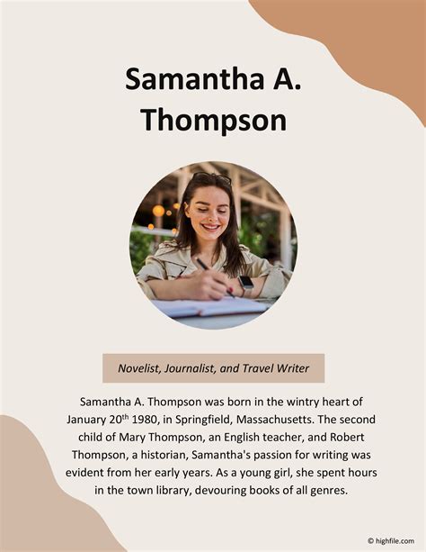 Sweet author biography examples