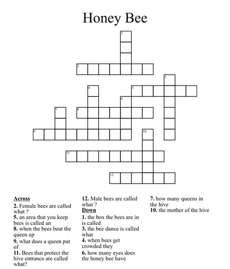 Sweet bee product crossword clue. The Crossword Solver found 30 answers to "bublle bee product", 5 letters crossword clue. The Crossword Solver finds answers to classic crosswords and cryptic crossword puzzles. Enter the length or pattern for better results. Click the answer to find similar crossword clues. 