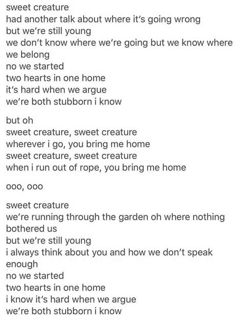 Sweet creature lyrics. Things To Know About Sweet creature lyrics. 