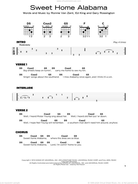 Sweet home alabama guitar. D mixolydian. It's the same key signature as G (one sharp), but the root note is D. Lots of rock songs are like that - the b7 note is in the ... 