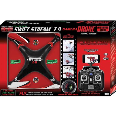 Swiftstream. Dec 5, 2022 · Product Description. This Swift Stream Z-17 drone flies up to 17 minutes. It is iOS and Android compatible. It has a built-in SD 480p Wi-Fi camera to live stream photos and videos. It records up to 16 minutes, at a distance up to 164 feet. Control this drone with a 2.4 GHz remote control with multiple flight speeds. 