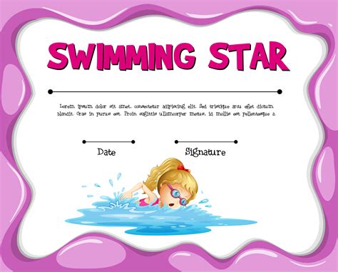 Swimming Lessons Certificate Template