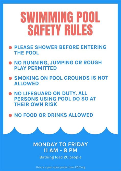 Swimming Pool Rules and Regulations Sample For (Hotel