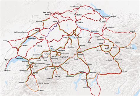 Nov 13, 2023 · Switzerland railway map Click to see large. Description: This map shows cities, towns, railways, bus routes, cableways, boat routes in Switzerland. . 