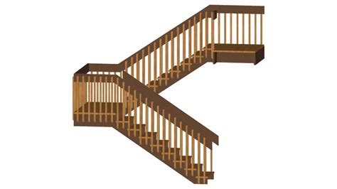 Switchback deck stair open riser 3D Warehouse