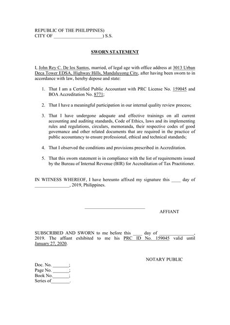 Swonr zenban. Annex B-1 RR 11-2018 Sworn Statement of Declaration of Gross Sales and Receipts - Free download as Word Doc (.doc / .docx), PDF File (.pdf), Text File (.txt) or read online for free. This document is a sworn declaration from an individual taxpayer regarding their gross receipts and income tax obligations. It states that the taxpayer derives income from various sources, has selected either the ... 
