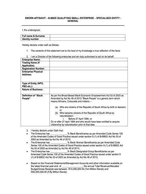 Sworn Affidavit Bee Qualifying Small Enterprise Form - signNow