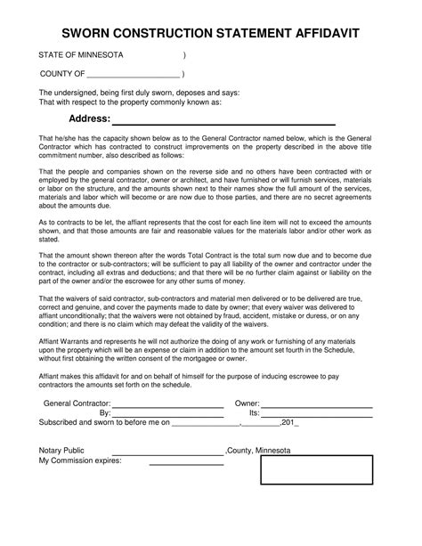 Sworn Statement Example Free Printable Documents