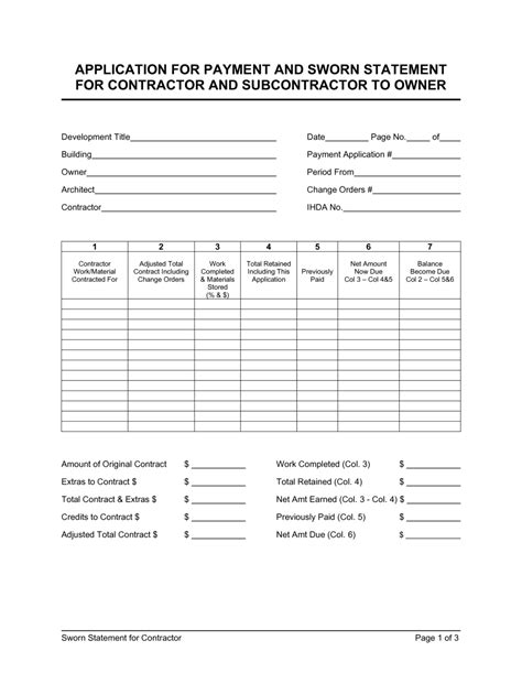 Sworn Statement for Contractor Template by BusinessinaBox™
