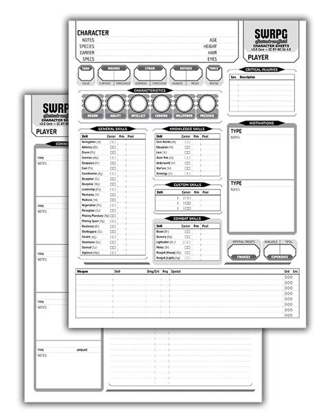 Swrpg Character Sheet Form Fillable Printable Forms Free Online
