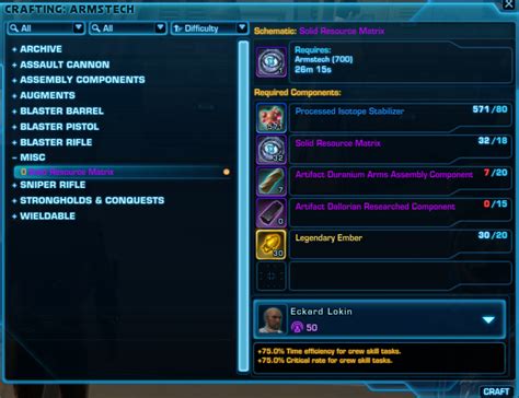 Swtor solid resource matrix.  Solid Resource Matrix Count: 1 Tier 3 Exotic Crafting Materia...