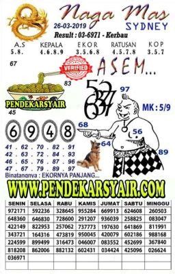 Syair hk 26 maret 2019. Angka wajib sidney hari ini. Buku mimpi togel.