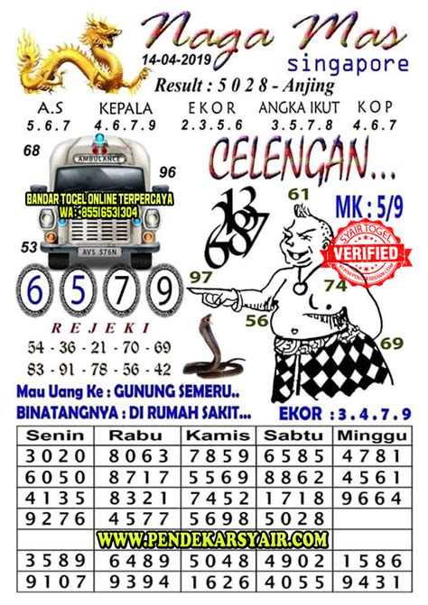 Syair sgp 1 april 2019. Prediksi togel 3d hari.