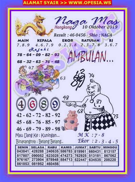 Syair togel hongkong 10 oktober 2019. Angka togel hk hari.