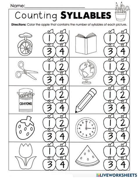 Syllables Worksheets Syllable Counting Worksheets Home Learning Worksheets