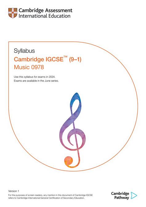 Syllabus Cambridge IGCSE (9 1) Music 0978