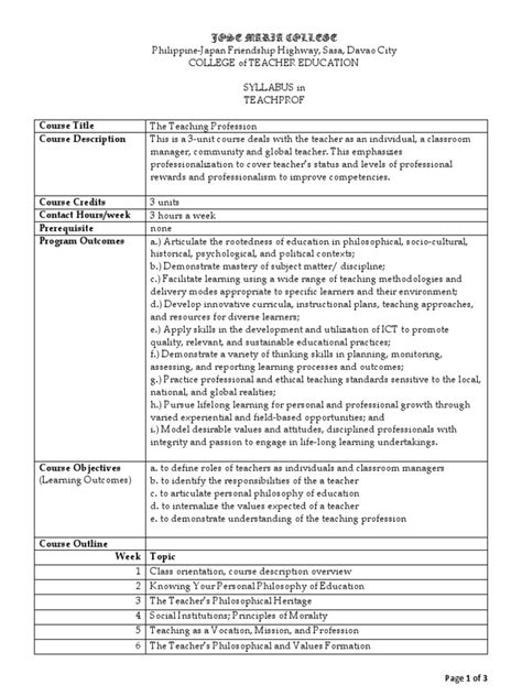 Syllabus TEACHPROF Lifelong Learning Teachers