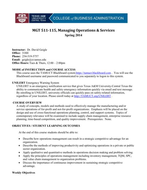 Syllabus Texas A&M University