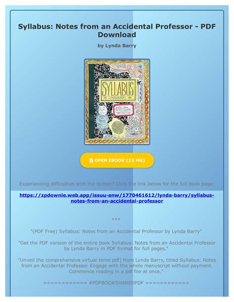 Full Download Syllabus Notes From An Accidental Professor By Lynda Barry