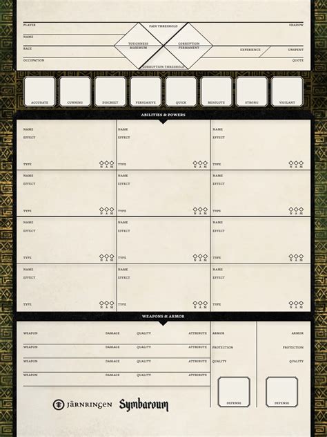Symbaroum Character Creator