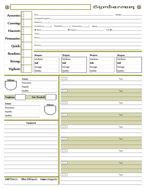 Symbaroum Form Fillable Character Sheet Printable Forms Free Online