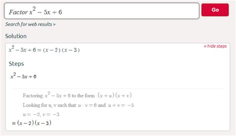 Symbolab solve by factoring. Solve problems from Pre Algebra to Calculus step-by-step . step-by-step. solve by factoring x. en. Related Symbolab blog posts. 