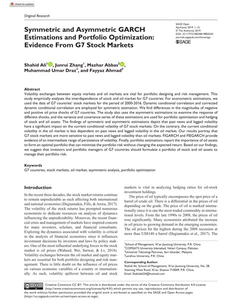 Symmetric and Asymmetric GARCH Estimations and Portfolio …