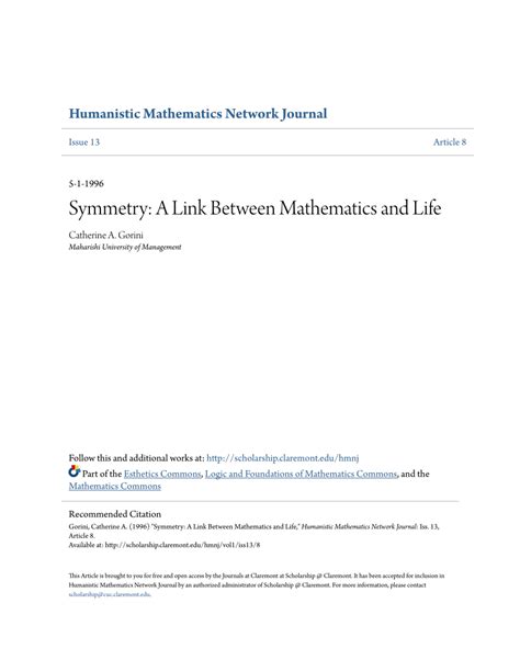 Symmetry — A Link Between Mathematics and Life Maharishi ...