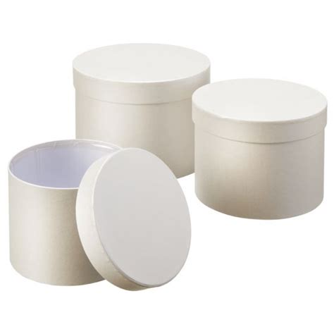 Symphony Round Lined Hat Box - Cream - Set of 3