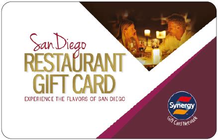 The San Diego Gift Card is processed by Synergy World, Inc. (858) 569-8842 From sandiegogiftcard.com. ... No more guessing what restaurant they would like - they can choose exactly what they want from many of San Diego's best restaurants. Gift certificates are issued in the value of $50 per gift card and can be purchased online only through our. 