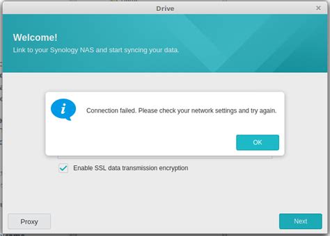 Synology connection failed.  Please check your Internet connection".  Jan ...