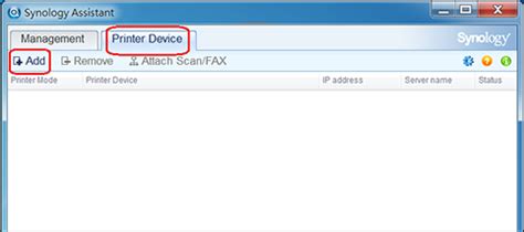 Synology network scanner.  In Synology Assistant, go to the Printer Device tab. com...