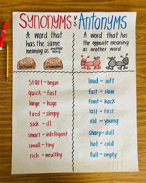 Synonym Antonym Anchor Chart