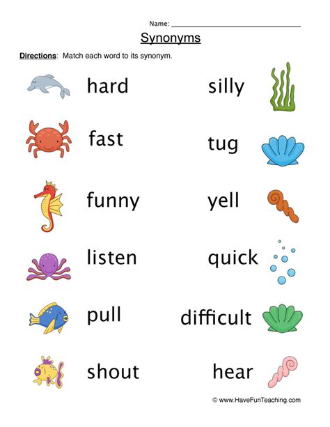 Synonym Worksheets Have Fun Teaching
