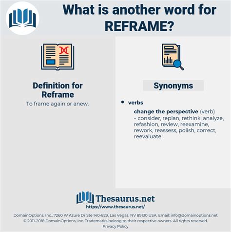 Aug 5, 2023 · Find reframe synonyms list of more than 12 words on Pasttenses thesaurus. It conatins accurate other and similar related words for reframe in English. website for synonyms, antonyms, verb conjugations and translations. 