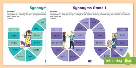 Synonym game. This synonym game has been designed by teachers to help you teach synonyms in a fun and exciting way. To play, students are required to read the words and then match them to another word that has the same meaning. Twinkl Go! resources like this one are brilliant for use as whole-class activities, being easy to set up on an interactive ... 