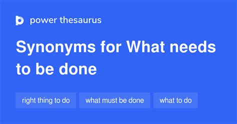 Synonyms for Need to be done - Classic Thesaurus